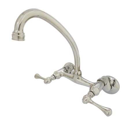Kingston Brass KS314PN 6-Inch Adjustable Center Wall Mount Kitchen Faucet KS314PN